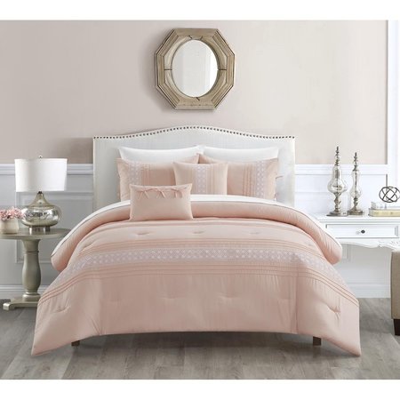 FIXTURESFIRST 5 Piece Bryent Comforter Set, Blush - Queen Size FI1702449